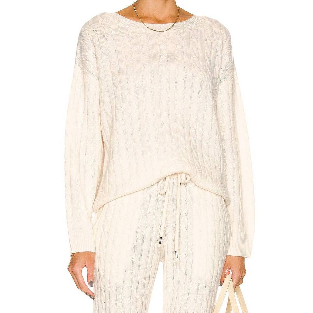 GREY VEN Halket Cable Knit Sweater in Natural Grey/Ven x Revolve